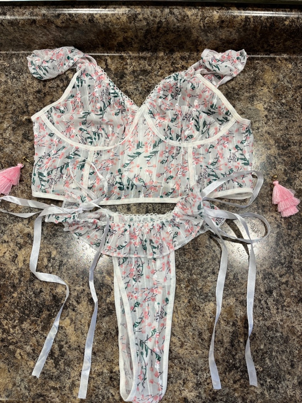 Sheer Floral Lingerie Set